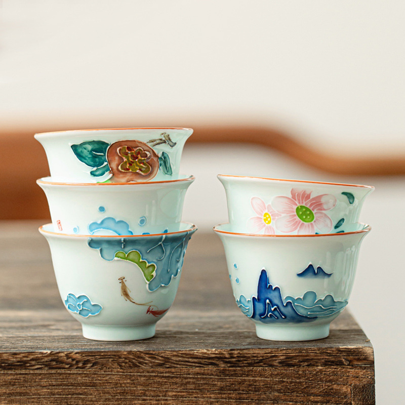 Celadon Ceramic Cup - Ręcznie malowany kubek do herbaty Kung