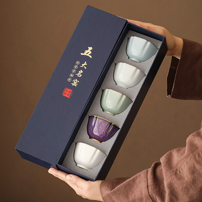 Celadon Ceramic Cup - Pięć słynnych pieców 5-częściowy zestaw do