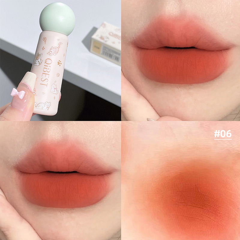 Lip Tint Korean - QIBEST Uroczy Aksamitny Matowy Błotny Balsam